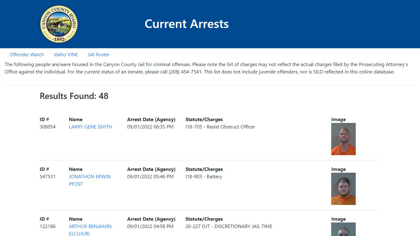 Current Arrests